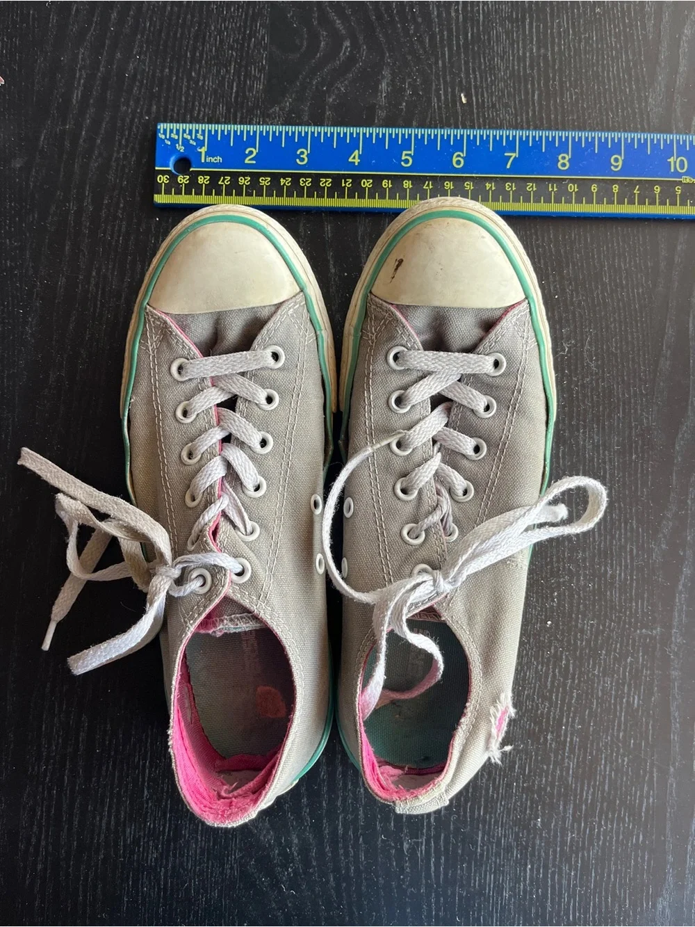 Converse All Star Low Gray Pink Green Canvas Shoes Junior 5 Sneakers